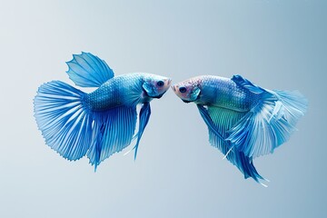 Blue Betta fish and Siamese fighting fish in fish tank