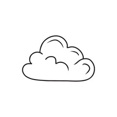 cute single cloud in black line contour isolated on white background. hand drawn vector sketch illus
