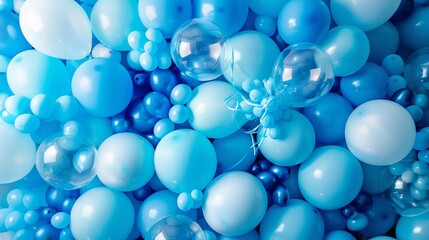 Wall Mural - Celebrate your special day with a vibrant blue balloon backdrop. Create your own banner with this eye-catching design, featuring a festive array of balloons.