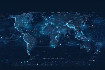 Communication nodes and world map, Vector