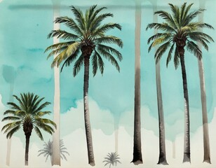 Wall Mural - Tropical Botanical Sketches in Watercolor