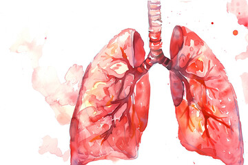 Lungs organ watercolor illustration. world tuberculosis day, lung cancer concept