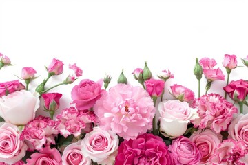 Wall Mural - A beautiful pink rose bouquet isolated on a white background