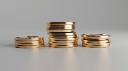 Poster - 3D rendering of Gold Coins stack isolated on white
