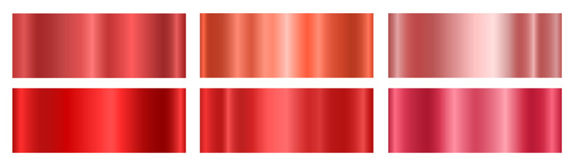Aufkleber - A set of red glossy metallic gradients. Metallic gradient effects for the design of text and bulletin boards, infographics. Metal banner. Vector EPS 10.