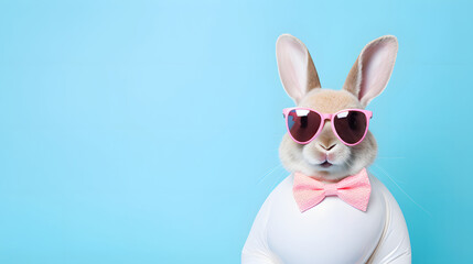 Sticker - rabbit wearing glasses for easter celebration background