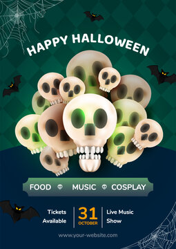Realisitc Halloween Poster Vertical Layout premium vector