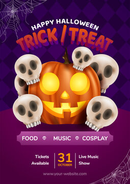 Realisitc Halloween Poster Vertical Layout premium vector