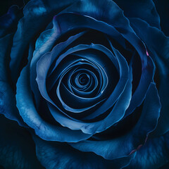 Vibrant Macro Shot of an Dark blue Rose in Full Bloom,  Close-Up View of royal blue flower