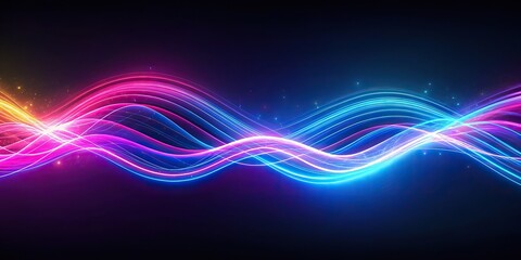 Wall Mural - Neon waves background with energy light lines flowing, neon, waves, energy, light, lines, flow, abstract, vibrant