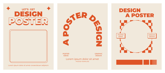 Poster - Retro poster with graphic elements of geometrical shapes vector. Trendy Y2k backgrounds for posters, prints, invitations or cards.
