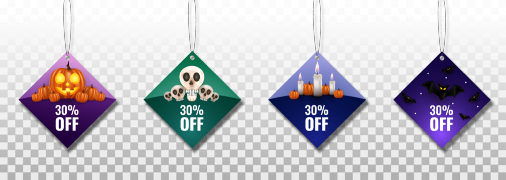 Set Halloween Shopping Labels Premium Vector