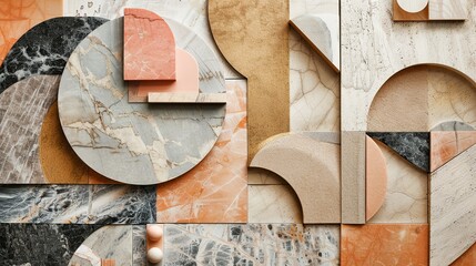 Poster - abstract wallpaper , geometric irregular shapes made of natural materials, luxury quality