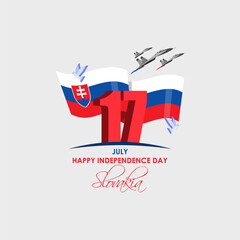 Wall Mural - Vector illustration of Slovakia Independence Day social media feed template
