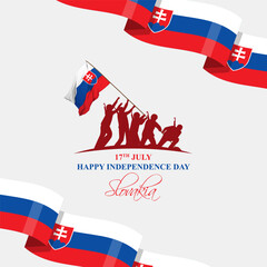 Wall Mural - Vector illustration of Slovakia Independence Day social media feed template
