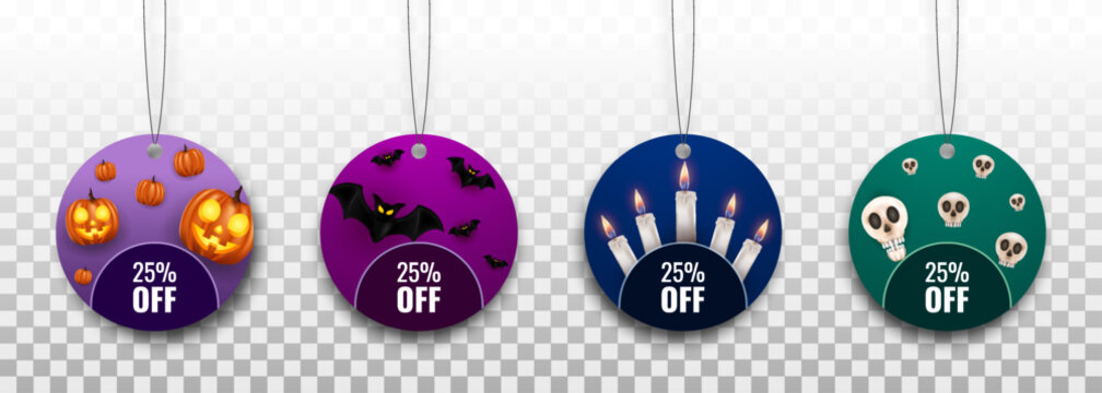 Set Halloween Shopping Labels Premium Vector