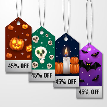 Set Halloween Shopping Labels Premium Vector