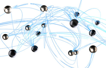 Poster - Global network. Blockchain. 3D illustration. Neural networks and artificial intelligence. Abstract
