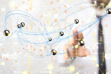 Poster - Global network. Blockchain. 3D illustration. Neural networks and artificial intelligence. Abstract