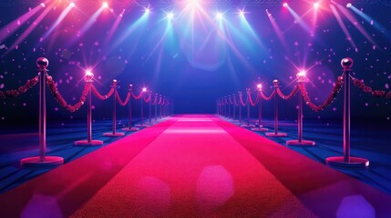 elegant red carpet leading to glamorous movie premiere event hollywood celebrity gala concept illustration