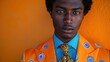 © POLO PNG - young man wearing a bright orange suit and tie