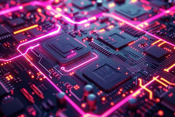 Poster - Close-up of a Futuristic Circuit Board