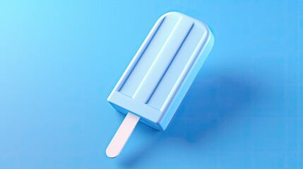 Wall Mural - A delicious looking blue popsicle on a white stick. The popsicle is set against a blue background and is sure to cool you down on a hot day.