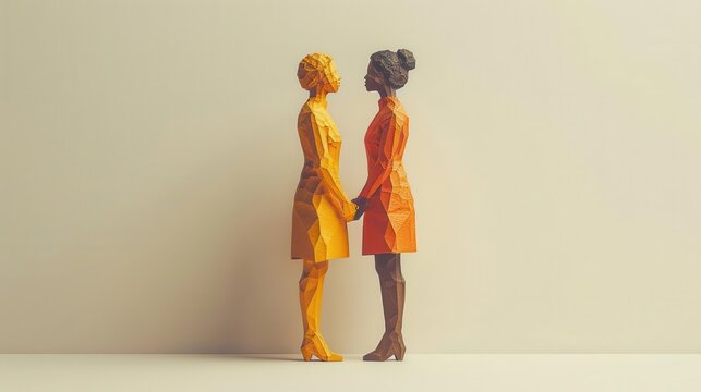 couple of figurines of two women standing next to each other