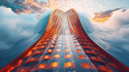 Wall Mural - tall building with a sky background and a sky view