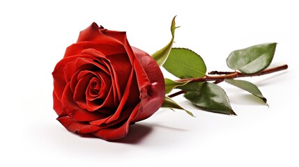 Poster - red rose isolated on white