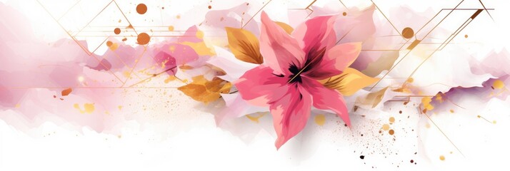 Wall Mural - Abstract geometric watercolor banner with dynamic shapes and splatters. AIG35.