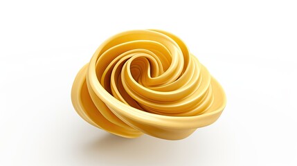 Wall Mural - 3D rendering of a yellow twisted shape. The shape is smooth and glossy, and it appears to be floating in space.