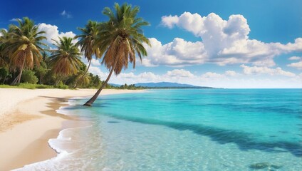 Poster - beach with palm trees