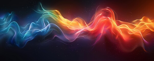 Wall Mural - Vibrant abstract gradient waves on a black background