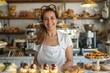 © Baba Images - Portrait of a happy female pastry shop owner