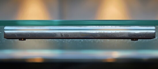 Aufkleber - glass shelf metal holder detail. with copy space image. Place for adding text or design