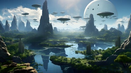 Alien World with Floating Islands