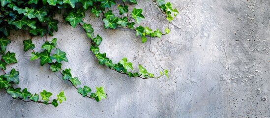 Aufkleber - Ficus pumila vines climbing on a concrete wall surface. Copy space.