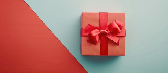 Red Gift Box with cap on Isolated pastel background. with copy space image. Place for adding text or design