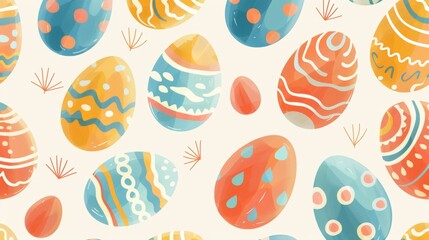 Wall Mural - vector illustration seamless background pattern of easter eggs with various pattern designs.