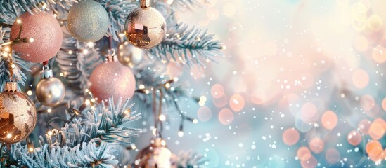 Aufkleber - christmas composition pastel background  Christmas  Design. with copy space image. Place for adding text or design
