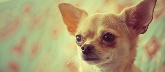 Poster - a photo of a tiny cute chihuahua done with a vintage retro instagram filter. with copy space image. Place for adding text or design