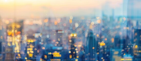 Poster - Blurred image of metropolis, homes, buildings, apartments and bokeh from lens melting for wallpaper, backdrop and design. with copy space image. Place for adding text or design