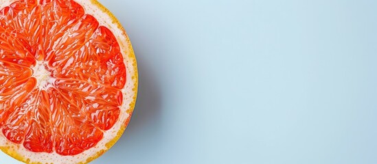 Leinwandbilder - Slice section of ripe grapefruit isolated over the white.  pastel background. with copy space image. Place for adding text or design