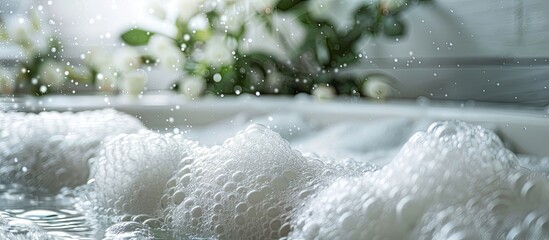 Poster - Foam from the tub over the edge. with copy space image. Place for adding text or design