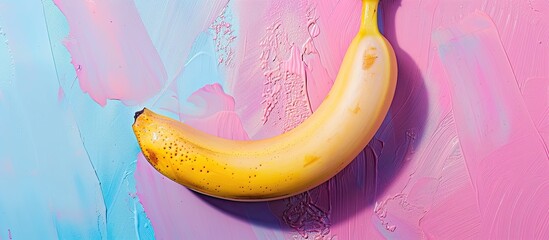 Leinwandbilder - close up of banana on a pastel background in studio. with copy space image. Place for adding text or design
