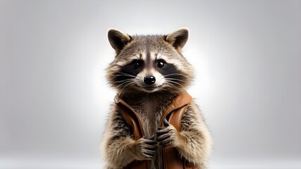 An single raccoon with a thumbs up on a white background