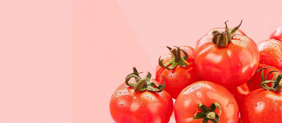 Red tomatoes  can be used as background pastel background. with copy space image. Place for adding text or design