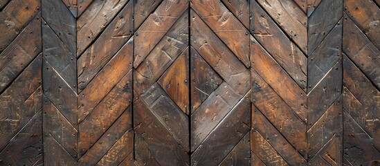 Poster - Antique wooden house door wall zigzag pattern . with copy space image. Place for adding text or design
