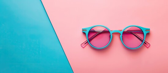 Wall Mural - eyewear on pastel background. School   Design  Summer. with copy space image. Place for adding text or design